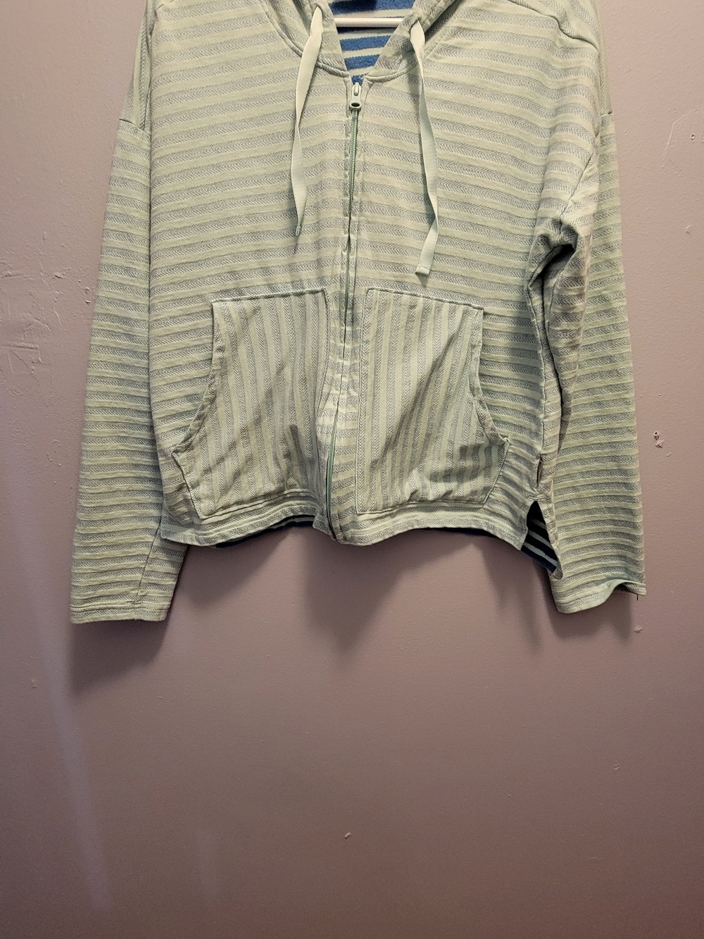 Columbia Mint Green Striped Zip Hooded Jacket